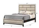 Cotemporary Chalk Drift Wood Finish Queen Size Panel Low-profile Bed Geometric Design Wooden Bedroom Furniture