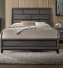 Cotemporary Gray Finish Full Size Panel Low-profile Bed Geometric Design Wooden Bedroom Furniture