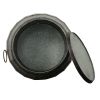 Drum Shape Metal Wine Storage Table with Removable Lid, Rustic Brown and Gray