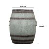 Drum Shape Metal Wine Storage Table with Removable Lid, Rustic Brown and Gray