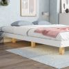 Full Size Floating Bed with LED Lights Underneath,Modern Full Size Low Profile Platform Bed with LED Lights,White