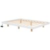 Full Size Floating Bed with LED Lights Underneath,Modern Full Size Low Profile Platform Bed with LED Lights,White