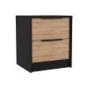 Deering 3 Piece Bedroom Set, London Armoire + Egeo Nightstand + Egeo Nightstand, Black / Pine