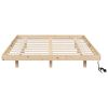 Queen Size Floating Bed with LED Lights Underneath,Modern Queen Size Low Profile Platform Bed with LED Lights,Natural