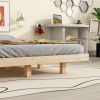 Queen Size Floating Bed with LED Lights Underneath,Modern Queen Size Low Profile Platform Bed with LED Lights,Natural