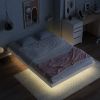 Full Size Floating Bed with LED Lights Underneath,Modern Full Size Low Profile Platform Bed with LED Lights,White