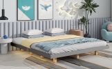 King Size Floating Bed with LED Lights Underneath,Modern King Size Low Profile Platform Bed with LED Lights,Grey