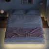 Full Size Floating Bed with LED Lights Underneath,Modern Full Size Low Profile Platform Bed with LED Lights,White