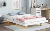 Full Size Floating Bed with LED Lights Underneath,Modern Full Size Low Profile Platform Bed with LED Lights,White