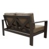 Colorado Outdoor Patio Furniture - Brown Aluminum Framed Garden Loveseat with Chocolate Cushions