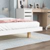 Full Size Floating Bed with LED Lights Underneath,Modern Full Size Low Profile Platform Bed with LED Lights,White