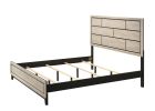 Cotemporary Drift Wood Chalk Finish King Size Panel Low-profile Bed Geometric Design Wooden Bedroom Furniture