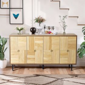Elegant Vintage 4-Door Cabinet with Carved Effect Decoration Doors,for Bedroom,Living Room,Office,Easy Assembly (Color: Brown)