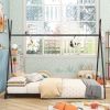 Metal Twin Size House Platform Bed with Triangle Structure