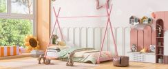 Metal Twin Size House Platform Bed with Triangle Structure