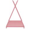 Metal Twin Size House Platform Bed with Triangle Structure