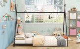 Metal Twin Size House Platform Bed with Triangle Structure
