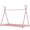 Metal Twin Size House Platform Bed with Triangle Structure