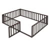 Full Size Wood Daybed Frame with Fence