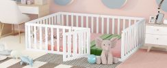 Full Size Wood Daybed Frame with Fence