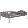 Full Over Twin & Twin Bunk Bed;  Velvet Triple Bunk Bed with Drawers and Guardrails