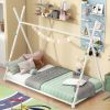Metal Twin Size House Platform Bed with Triangle Structure