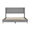 Queen Size Corduroy Platform Bed with Metal Legs