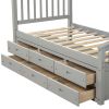 Twin Size Platform Storage Bed Solid Wood Bed with 6 Drawers