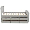 Twin Size Platform Storage Bed Solid Wood Bed with 6 Drawers