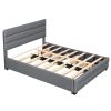 Queen Upholstered Platform Bed with Twin Size Trundle and Two Drawers