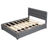 Queen Upholstered Platform Bed with Twin Size Trundle and Two Drawers