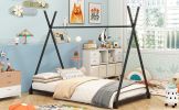 Metal Twin Size House Platform Bed with Triangle Structure