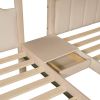Full Over Twin & Twin Bunk Bed;  Velvet Triple Bunk Bed with Drawers and Guardrails