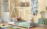 Metal Twin Size House Platform Bed with Triangle Structure
