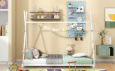 Metal Twin Size House Platform Bed with Triangle Structure