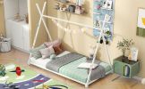 Metal Twin Size House Platform Bed with Triangle Structure