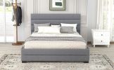 Queen Upholstered Platform Bed with Twin Size Trundle and Two Drawers