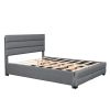 Queen Upholstered Platform Bed with Twin Size Trundle and Two Drawers