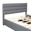 Queen Upholstered Platform Bed with Twin Size Trundle and Two Drawers