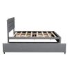 Queen Upholstered Platform Bed with Twin Size Trundle and Two Drawers